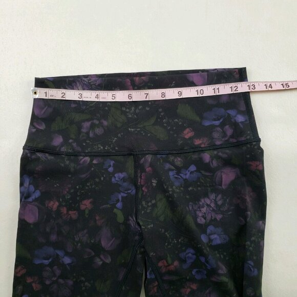 Lululemon Wunder Under Crop Legging Womens 6 Black Floral Hi Rise 21" Tight - Picture 9 of 11